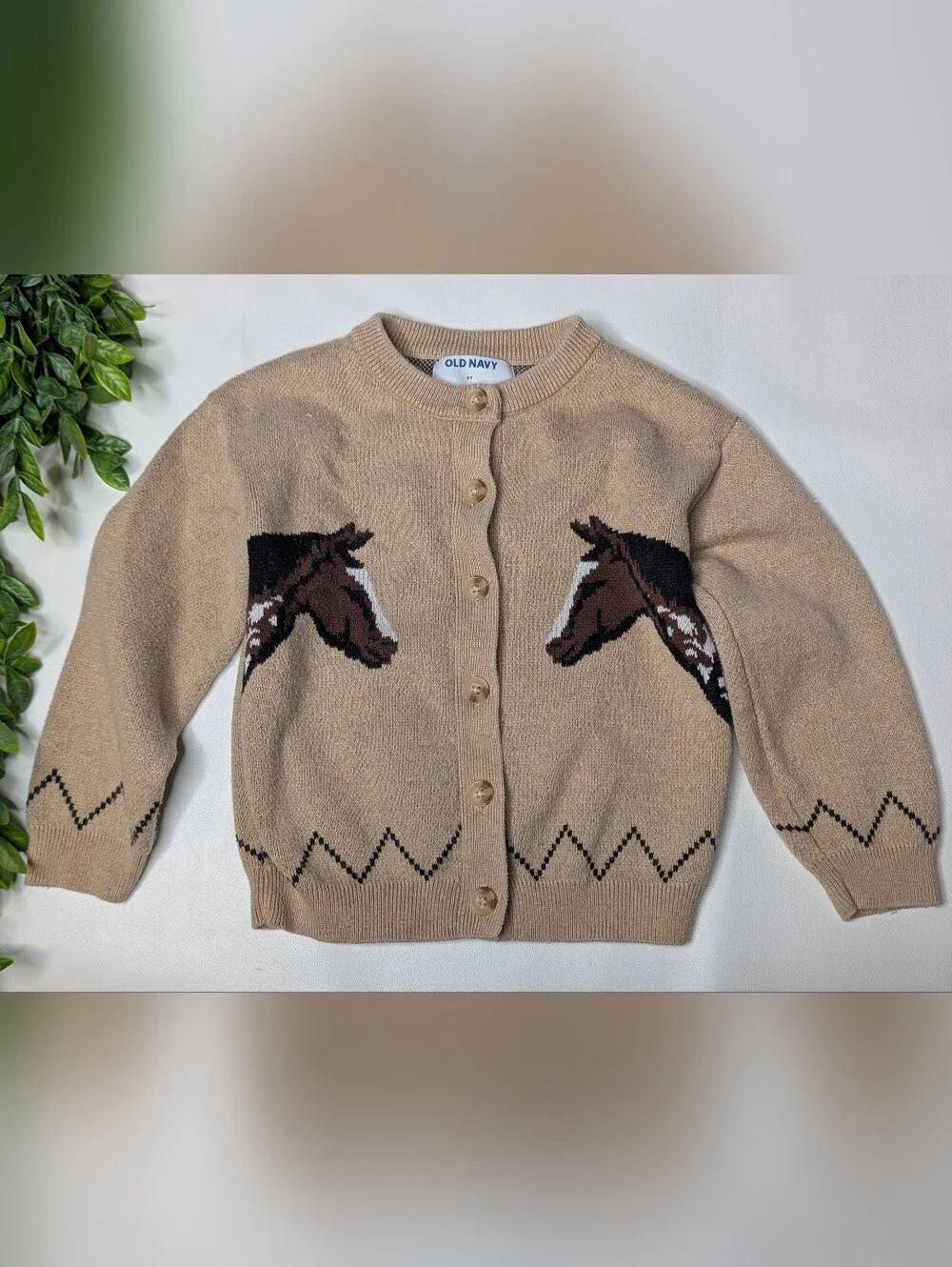 Old Navy Knit Horse Button Up Sweater 5t